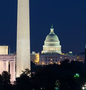 D.C. monuments at night
